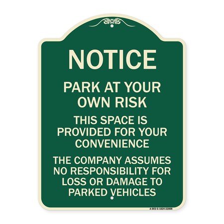 Signmission This Space Is Provided for Your Convenience the Company Assumes No Responsibility for, G-1824-22808 A-DES-G-1824-22808